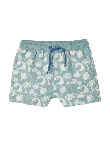 Vertbaudet Jungen Baby Badehose salbeigrün 80 - Stylische Badehose mit Dschungelprint, ideal für den Sommer. Der Gummizugbund mit Kordelzug sorgt für perfekten Sitz und Komfort beim Spielen im Wasser.