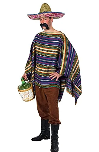 Festartikel Müller Herren Kostüm Mexikaner Poncho - Kostüme für Erwachsene: Stylischer Mexikaner Poncho für Karneval und Fasching, ideal für eine authentische Party-Atmosphäre.