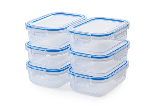 KONZEPT Frischhaltedose Set 1L mit Deckel,Kühlschrank Organizer Transparent, (6-tlg), Stapelbar, Lunchbox Auslaufsicher lebensmittelechtem Kunststoff