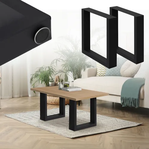 ECD Germany Tischbein 2x Tischkufen aus pulverbeschichtetem Stahl - Moderne Tischbeine im Industriedesign, robust und langlebig aus pulverbeschichtetem Stahl, ideal für individuelle Möbelgestaltungen.