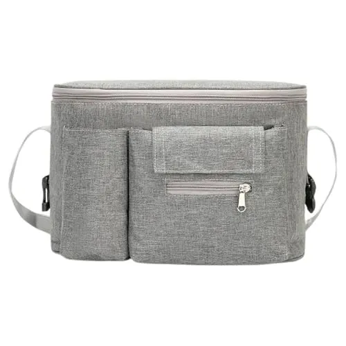 König Design Kinderwagen Organizer Kinderwagentasche Buggy Tasche Getränkehalter Wickeltasche (Grau)