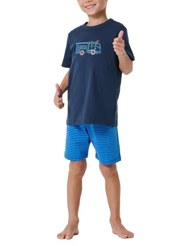 Schiesser Jungen Schlafanzug Kurz - 100% Organic Bio Baumwolle - Schlafanzüge für Jungen aus 100% Bio-Baumwolle, mit fröhlichem Allover-Muster und komfortablem Softbund für besten Schlafkomfort.