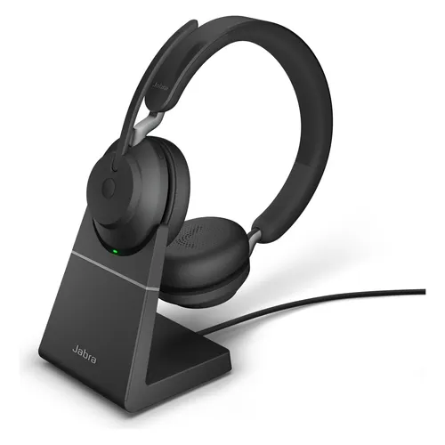 Jabra Evolve2 65 USB-C UC Stereo Headset mit Ladestation - PC-Headsets mit herausragender Sprachqualität, ideal für mobiles Arbeiten und UC-zertifiziert für nahtlose Zusammenarbeit.
