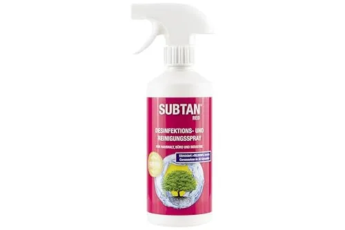 Flächendesinfektion Spray 500 ml – SUBTAN RED Desinfektionsmittel ohne Alkohol – HOCl auf Wasserbasis – 99,999% Keimfrei in 30 Sek. – Biologisch Abbaubar, Vegan – für Haushalt, Büro & Industrie
