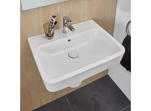 Villeroy & Boch O.novo Waschbecken 600x460mm - Eckiges Waschbecken mit 1 Hahnloch und Überlauf, ideal für moderne Badezimmergestaltung in elegantem Weiß Alpin.