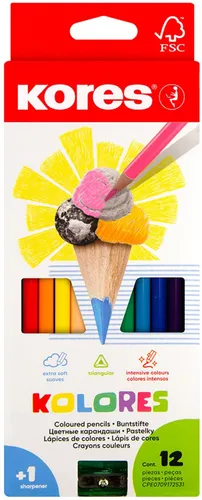 Kores Dreikant-Buntstifte 'Kolores', 12er Karton-Etui 12