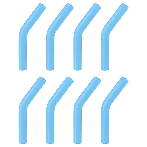 sourcing map 8Stk Silikon Strohspitzen Silikon Stroh Winkelspitze Weich Wiederverwendbar Metall Stroh Abdeckungen Passend für 6mm/0.24