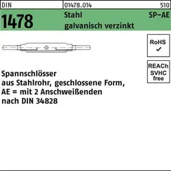 Reyher Spannschloss DIN 1478 geschlossen SP-AE M 24 - Robustes Spannschloss aus galvanisch verzinktem Stahl, ideal für sichere Verbindungen. Perfekt für den professionellen Einsatz in der Industrie.