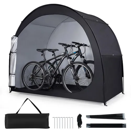 COSTWAY Fahrradgarage für 2 Fahrräder – wetterfest & tragbar - Praktische Fahrradgarage mit 210 x 123 x 171 cm für 2 Fahrräder. Aus robustem Oxford-Gewebe, bietet Schutz vor Witterung und Schmutz. Werkzeuglose Montage und Tragetasche für einfache Handhabung.