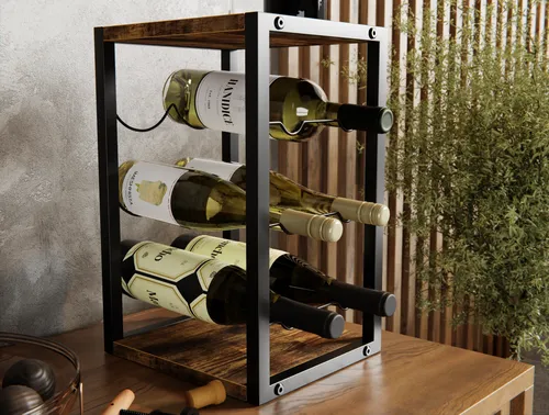 Lenmar Metall Weinregal LOFT 2-6 für 6 Flaschen - Weinregal aus robustem Metall in modernem Design, ideal zur platzsparenden Aufbewahrung von bis zu 6 Flaschen, perfekt für Weinliebhaber.