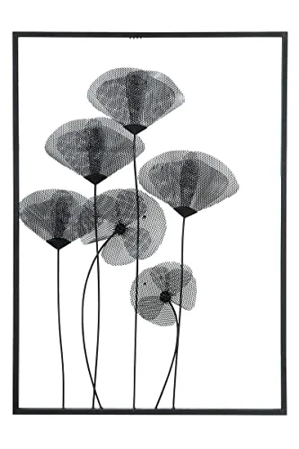 Casablanca Deko Wandrelief Mohn - Metall Wanddeko 70 x 50 cm - Wandskulptur 