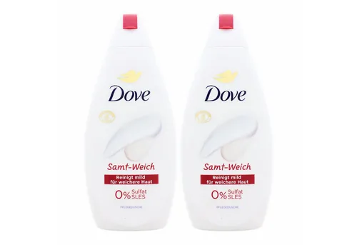 DOVE Duschpflege 2x Dove Samt-Weich je 450ml Pflegedusche reinigt mild für weiche Haut
