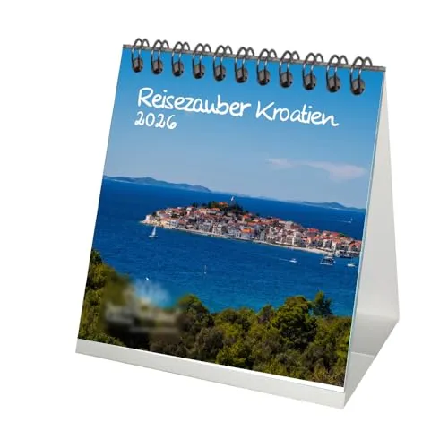 Reisezauber Kroatien Tischkalender 10cm x 10cm für 2026 Kroatien Zagreb Meer Strand Urlaub - Seelenzauber