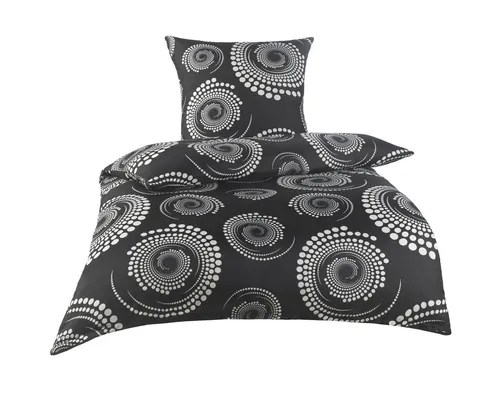 Optidream Bettwäsche Set Mikrofaser 135x200 Polyester Helix schwarz weiss, Mikrofaser, 2 teilig, Geschenk Idee Frauen Männer neue Wohnung Hochzeit Frühjahr sale