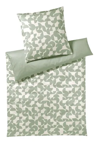 Elegante Bettwäsche Studio Graphic - Wasabi-Grün 135x200 cm - Bettwäsche aus 100% Mako-Satin, hautsympathisch und pflegeleicht. Wendebettwäsche mit ansprechendem Design in wasabi-grün, ideal für stilvolle Schlafzimmer.