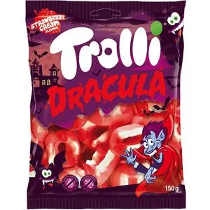 Trolli Schaumzucker Dracula, mit Fruchtgummi, gluten- und laktosefrei, im Beutel, 150 g
