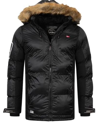 Geographical Norway Winter Parka Herren Jacke Schwarz XXL - Hochwertiger Geographical Norway Herren Winterparka mit wasserabweisendem Material. Ideal für kalte Tage dank Powerdry-Technologie. Leicht, atmungsaktiv und mit abnehmbarer Kapuze für optimalen Tragekomfort.