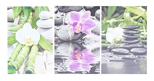 levandeo 3er Set Wandbild je 20x30cm Aluminium Dibond Orchideen Wellness Deko Wanddeko Aluschild
