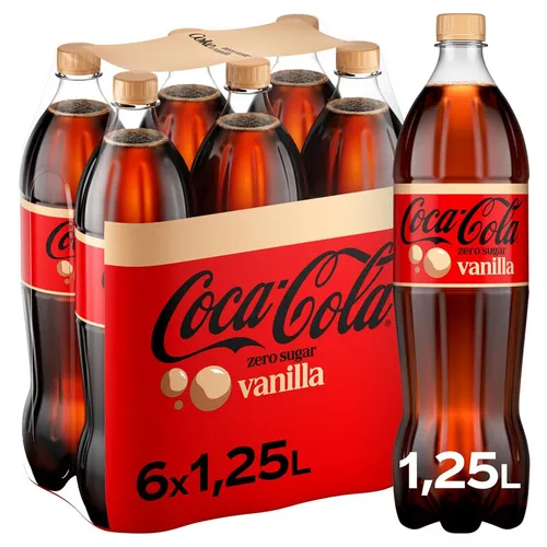 Coca-Cola zero sugar Vanilla Cola, Softdrink ohne Zucker, 6 x 1,25 l