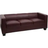 3er Sofa Lille aus Kunstleder - rot-braun - Sofa in rot-braunem Kunstleder, ideal für stilvolle Wohnzimmer. Hohe Standfestigkeit und ausgezeichnetes Qualitätsmanagement für nachhaltigen Komfort.