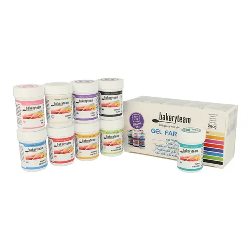 bakeryteam Lebensmittelfarben Set 8 x 35 g + Türkis (315 g)