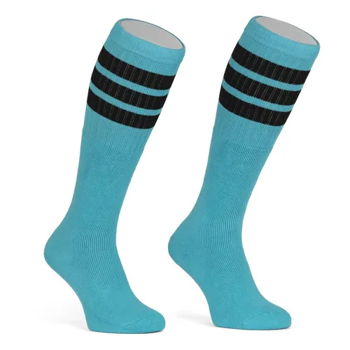 Skatersocks 22 Inch Kniehohe Damen Socken Herren Tube Socks aqua schwarz gestr.