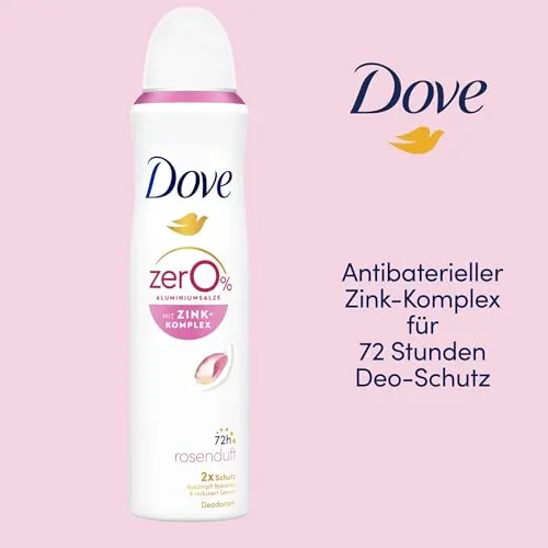 Dove Deodorant-Spray Rosenduft Deo mit pflegendem Zink-Komplex und 0% Aluminiumsalzen 150 ml