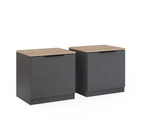 Vicco Nachtschrank Betti 2er Set, Anthrazit/Sonoma - Nachtschränke im modernen Design mit Klapptüren und 2 Fächern, ideal für stilvolle Ordnung im Schlafzimmer.