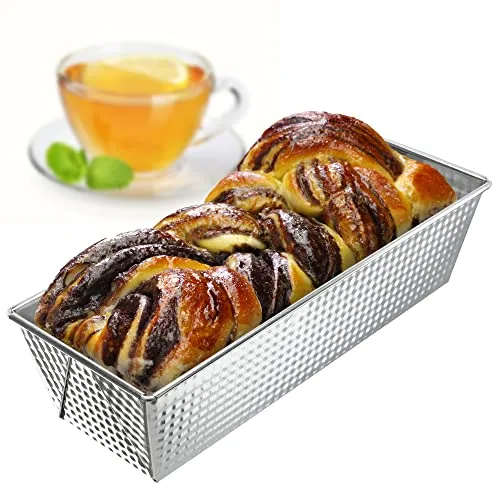 KADAX Rechteckige Backform, Kastenform aus Blech, Königskuchenform mit Antihaftschicht, Brotbackform, Kuchenform, Backform, eckige Brotform (30,5 x 12 cm, Silber)