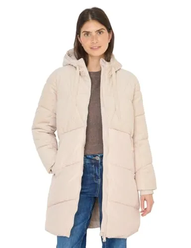 CECIL Puffer Mantel mit Cordmix teddy vanilla white M - Funktionsjacke mit modernem Steppmuster, 2-Wege-Reißverschluss und warmem Fleece-Futter in den Taschen – perfekt für kalte Tage.