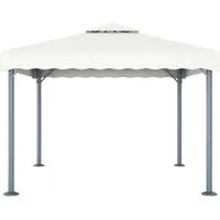 vidaXL Pavillon 300 x 300 cm Creme Aluminium - Eleganter Sonnenschutz - Pavillon mit klassischem Design, ideal für Grillpartys und Familienfeiern. Robuste Aluminium- und Stahlkonstruktion mit UV-beständigem Dach sorgt für Stabilität und Schutz.