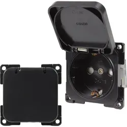 C-Line Presto Inprojal CBE Schuko Steckdose + Klappdeckel  220 / 230 Volt schwarz - Schwarz