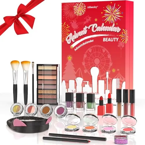 Beauty Adventskalender 2025 Mädchen mit Exquisite Kosmetik Geschenk 24 Tollen Beautyprodukten für Frauen Teenager Mädchen Für Eine Abwechslungsreiche Verwöhnende Und Stylische Adventszeit-24 Stück