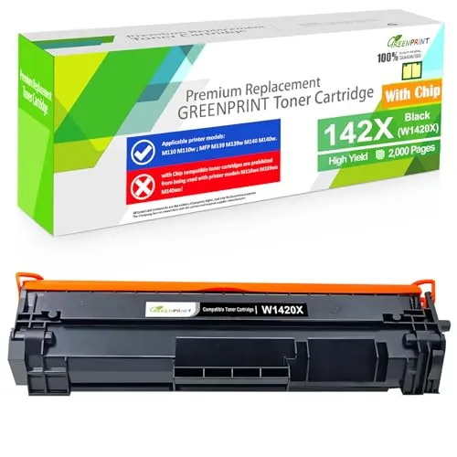 [Mit Chip] kompatible Tonerpatrone 142x W1420X (W1420A, 142A) Schwarze Hochrendite 2000 Seiten für H P Laserjet Drucker M110 M110W M139 M140 M140W, funktioniert nicht mit H P+ Drucker （mit E -Modell）