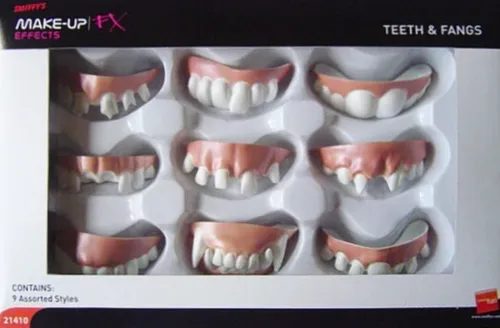 Falsche Zähne Und Fangzähne Herren Damen Kostüm Vampir Zähne & Fang Set