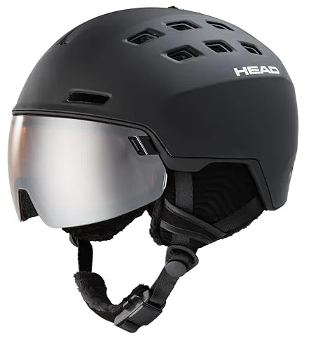 HEAD Radar Visier Skihelm schwarz - 52-55cm - Skihelm mit integriertem Visier, ideal für Brillenträger. Bietet besten Durchblick und Schutz vor Wind und Wasser. Schneller Visierwechsel für wechselnde Wetterverhältnisse.