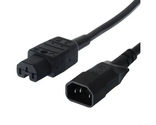 Bachmann Netzkabel Kaltgerätestecker-Stecker auf Warmgeräte-Kupplung Stromkabel, IEC320 C14, Kaltgeräte, 10A Männlich (Stecker), IEC320 C15, Heißgeräte, 10A Weiblich (Buchse) (300.0 cm), IEC320 C14/C15, 356.1258