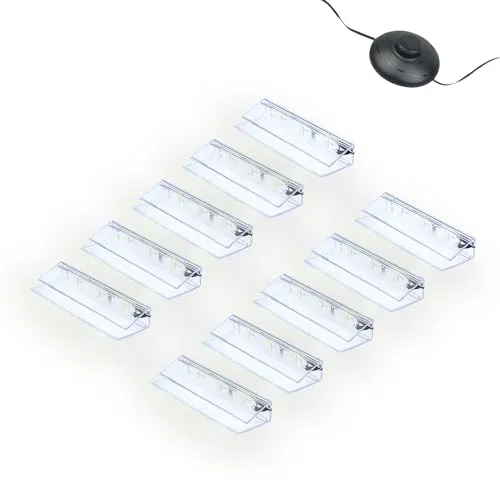 kalb | LED Glaskantenbeleuchtung Ambilux Clip 10er Set - Unterschrank Beleuchtung mit Plug & Play System, blendfreier Lichtakzent in 3000K oder 5000K, ideal für Glasböden von 4-10mm, steuerbar mit Fußschalter und dimmbar.