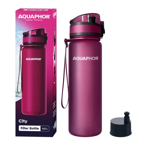 AQUAPHOR City Filterflasche 500ml Rubin – Wasserfilter für unterwegs