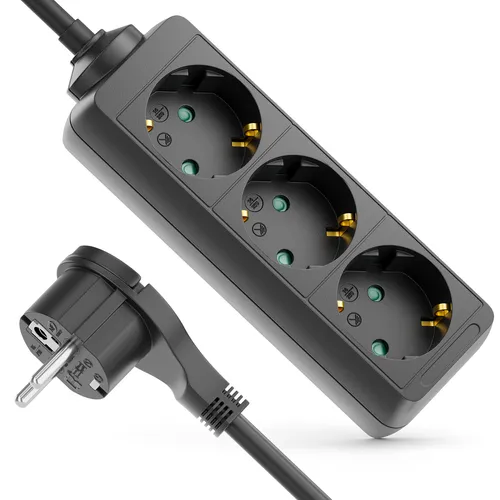 Fach Steckdosenleiste Flachstecker Mehrfachsteckdose Stromleiste 5m Kabel 3