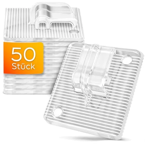 KONZEPT Klebehaken für Katzennetz am Balkon – 50 Stück, extra stark, transparent - Balkonnetze für Katzen – Wetterfeste Klebehaken ohne Bohren für sichere Netzmontage, ideal zum Schutz Ihrer Katze und gegen unerwünschte Gäste.