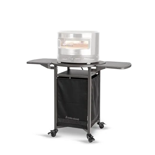 Produktbild Solo Stove Pizzaofen Wagen für Outdoor Pi Pizzaöfen | Tragbarer Pizzaofentisch, kompatibel mit der gesamten Pi-Familie, Feststellräder, faltbare Ablagen, Stahl, Höhe 90,8 cm, Gewicht 19,5 kg