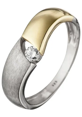 JOBO Silberring, 925 Silber bicolor vergoldet mit Zirkonia von JOBO