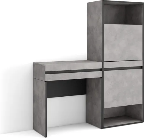 Produktbild Konsolentisch Flurtisch 130x35x145 cm mit Schublade in Zementgrau
