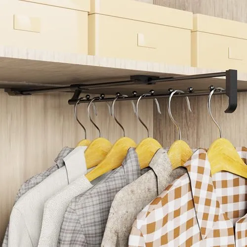 Reixuier Ausziehbare Kleiderstange - Verstellbare Teleskopkleiderstange für Schränke, bietet einfachen Zugang zu Kleidung und hat eine Tragfähigkeit von über 25 kg. Ideal für eine übersichtliche Organisation!