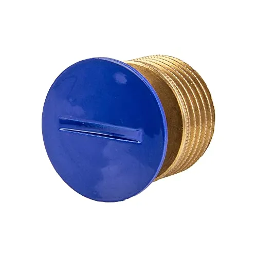 tecuro Messing-Stopfen AG G 1/2 Zoll langlebig und robust aus Messing blau für Installation gemäß Trinkwasserverordnung 50930-60