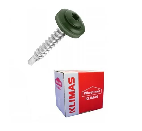 Klimas Spenglerschraube WDD 4,8x35mm Moosgrün - 250 Stück - Hochwertige Bohrschrauben für Trapezbleche, in RAL 6005 Moosgrün, ideal für langlebige Befestigungen im Außenbereich.