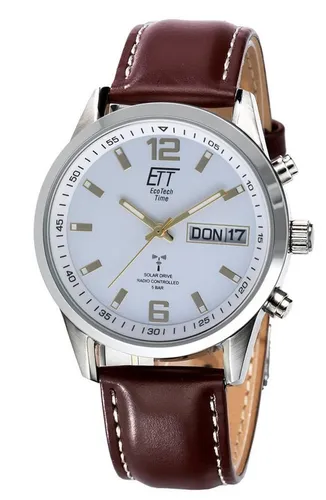 ETT Funkuhr Gobi EGS-11248-12L - Solar Herrenuhr mit Lederarmband - Elegante Herrenuhr mit solarbetriebenem Antrieb, analoger Anzeige und praktischem Datum. Ideal für stilvolle Männer, die Wert auf Nachhaltigkeit legen.