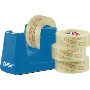 Tesa Klebebandabroller 53908 Smart, blau, Tischabroller für Klebeband 19mm x 33m