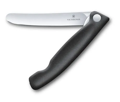 Victorinox Swiss Classic, Profi Tomaten- und Tafelmesser, Extra Scharfe Klinge, gerader Schliff, 11 cm, Rostfreier Stahl, schwarz
